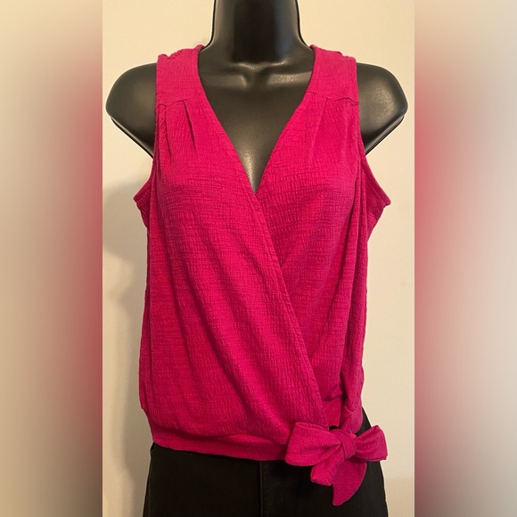 Universal Thread Sleeveless Surplice Wrap Top. Color: Pink (fuchsia tone) - Picture 8 of 9